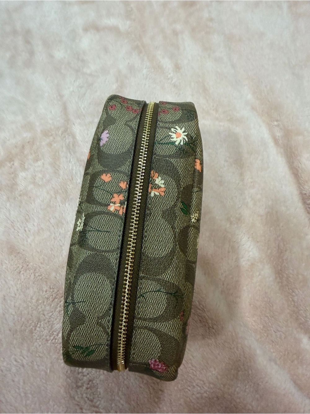 COACH Brown Signature Wildflower Boxy Floral Makeup Cosmetic Pouch - Picture 5 of 11